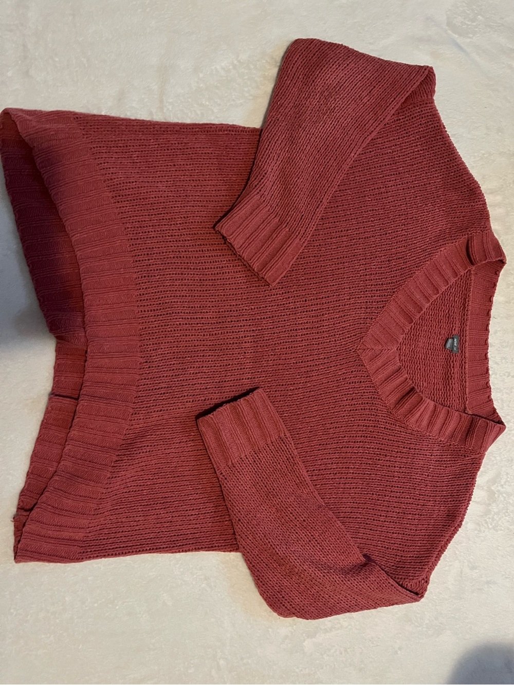 Aerie Burgundy V-Neck Knitted Sweater